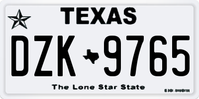 TX license plate DZK9765