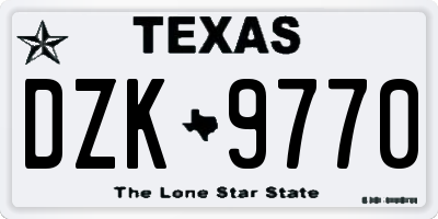TX license plate DZK9770