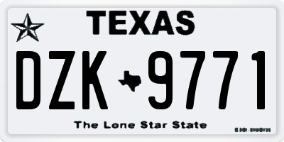TX license plate DZK9771