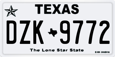 TX license plate DZK9772