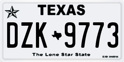 TX license plate DZK9773