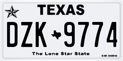 TX license plate DZK9774