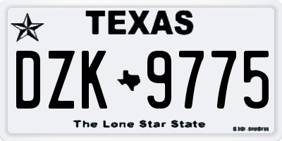 TX license plate DZK9775