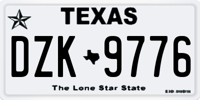 TX license plate DZK9776