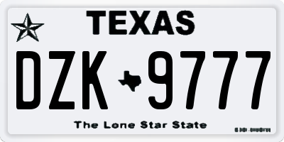 TX license plate DZK9777