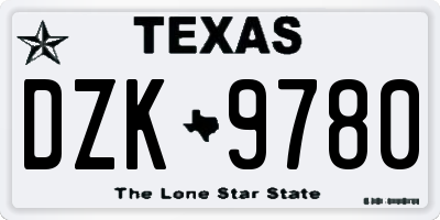 TX license plate DZK9780