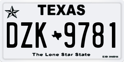 TX license plate DZK9781