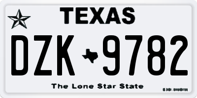 TX license plate DZK9782