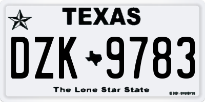 TX license plate DZK9783