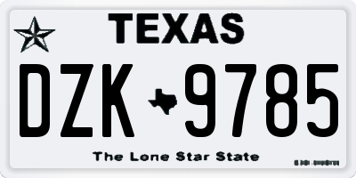 TX license plate DZK9785
