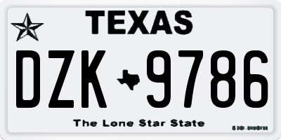TX license plate DZK9786