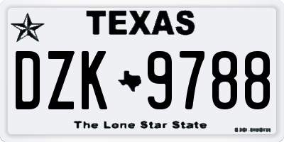TX license plate DZK9788
