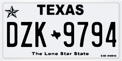 TX license plate DZK9794