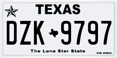 TX license plate DZK9797