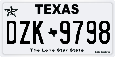 TX license plate DZK9798