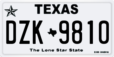 TX license plate DZK9810