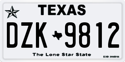 TX license plate DZK9812