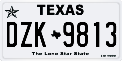 TX license plate DZK9813