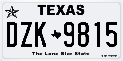TX license plate DZK9815