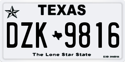 TX license plate DZK9816