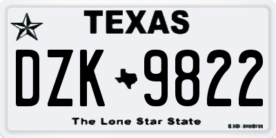 TX license plate DZK9822