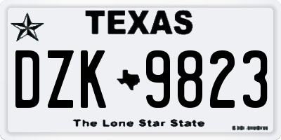 TX license plate DZK9823