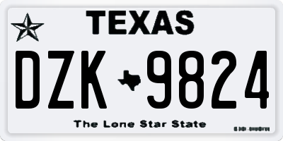 TX license plate DZK9824