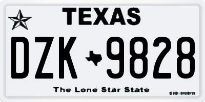 TX license plate DZK9828