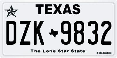 TX license plate DZK9832