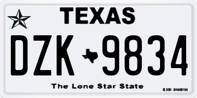 TX license plate DZK9834