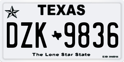 TX license plate DZK9836