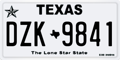 TX license plate DZK9841