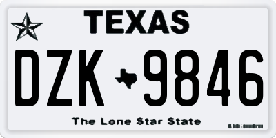 TX license plate DZK9846