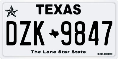 TX license plate DZK9847
