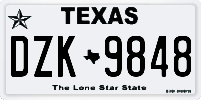 TX license plate DZK9848