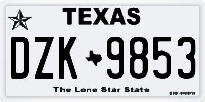 TX license plate DZK9853