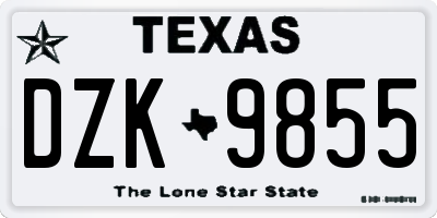 TX license plate DZK9855