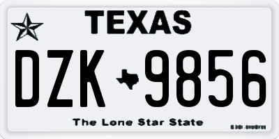 TX license plate DZK9856