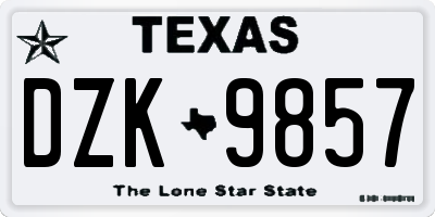 TX license plate DZK9857