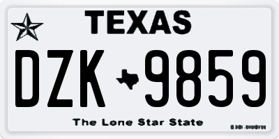 TX license plate DZK9859