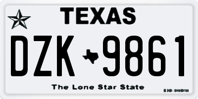 TX license plate DZK9861