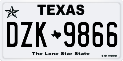 TX license plate DZK9866