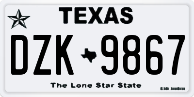 TX license plate DZK9867