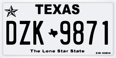 TX license plate DZK9871