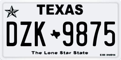 TX license plate DZK9875