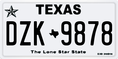 TX license plate DZK9878