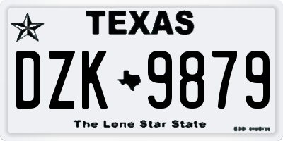 TX license plate DZK9879