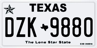 TX license plate DZK9880