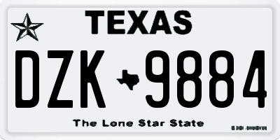 TX license plate DZK9884