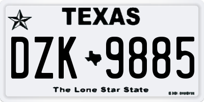 TX license plate DZK9885